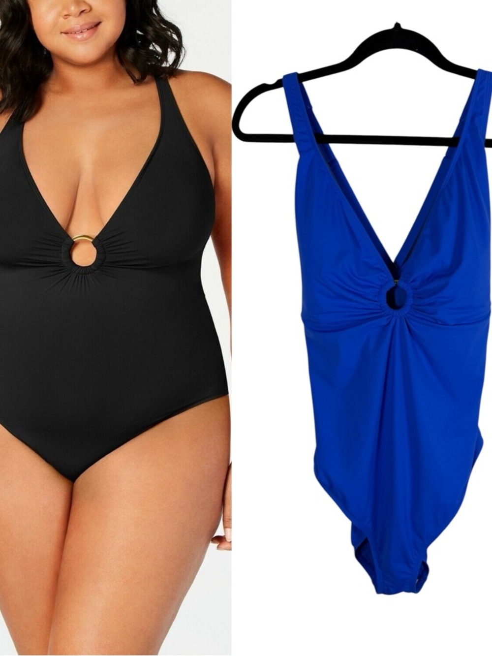 NWT Bleu Rod Beattie Ring Me Up One Piece Scoop Back Swimsuit Aegean Bleu Sz 20W